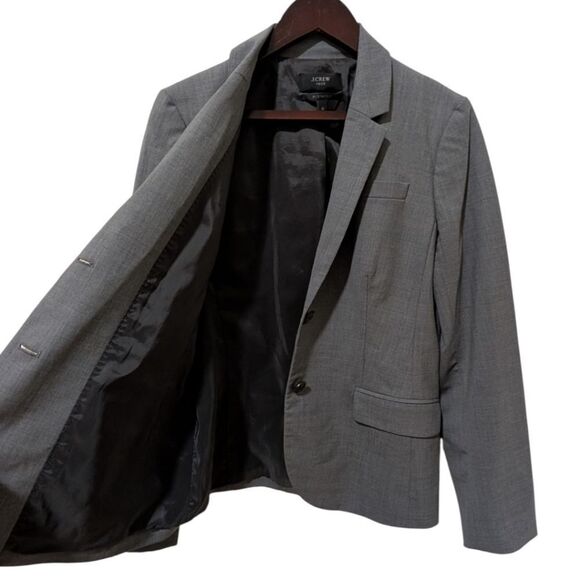 J.Crew 1035 Bi-Stretch Blazer Wool Blend Tollegno 1900 Grey Size 12 STY 95961 - Picture 4 of 8